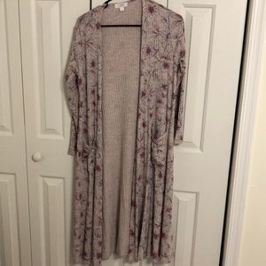 Lularoe Sarah long sweater size S pink flowers